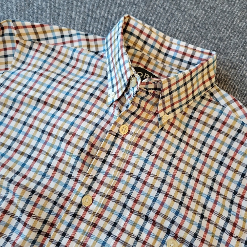 Orvis Country Twill Shirt Men's Small Blue White Check Plaid Outdoor Button Down